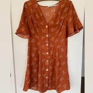 UO Kimchi Blue Orange Floral Dress